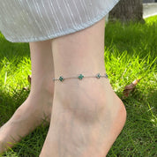 Evelina Crystal Clover Anklet - Anklet - Gold - Crystal - 1