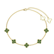 Evelina Crystal Clover Anklet - Anklet - Gold - Emerland - 3