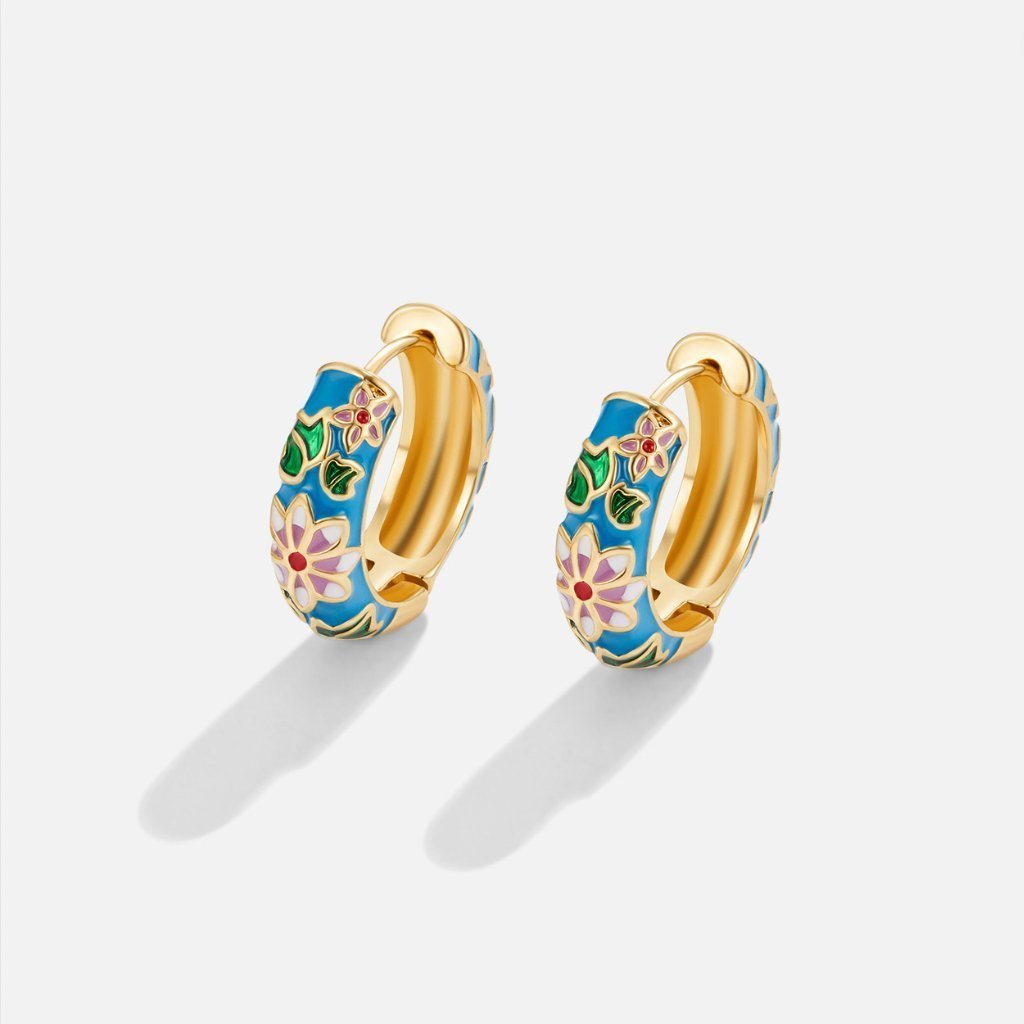 Floral Gold Statement Hoops - Earrings - 2