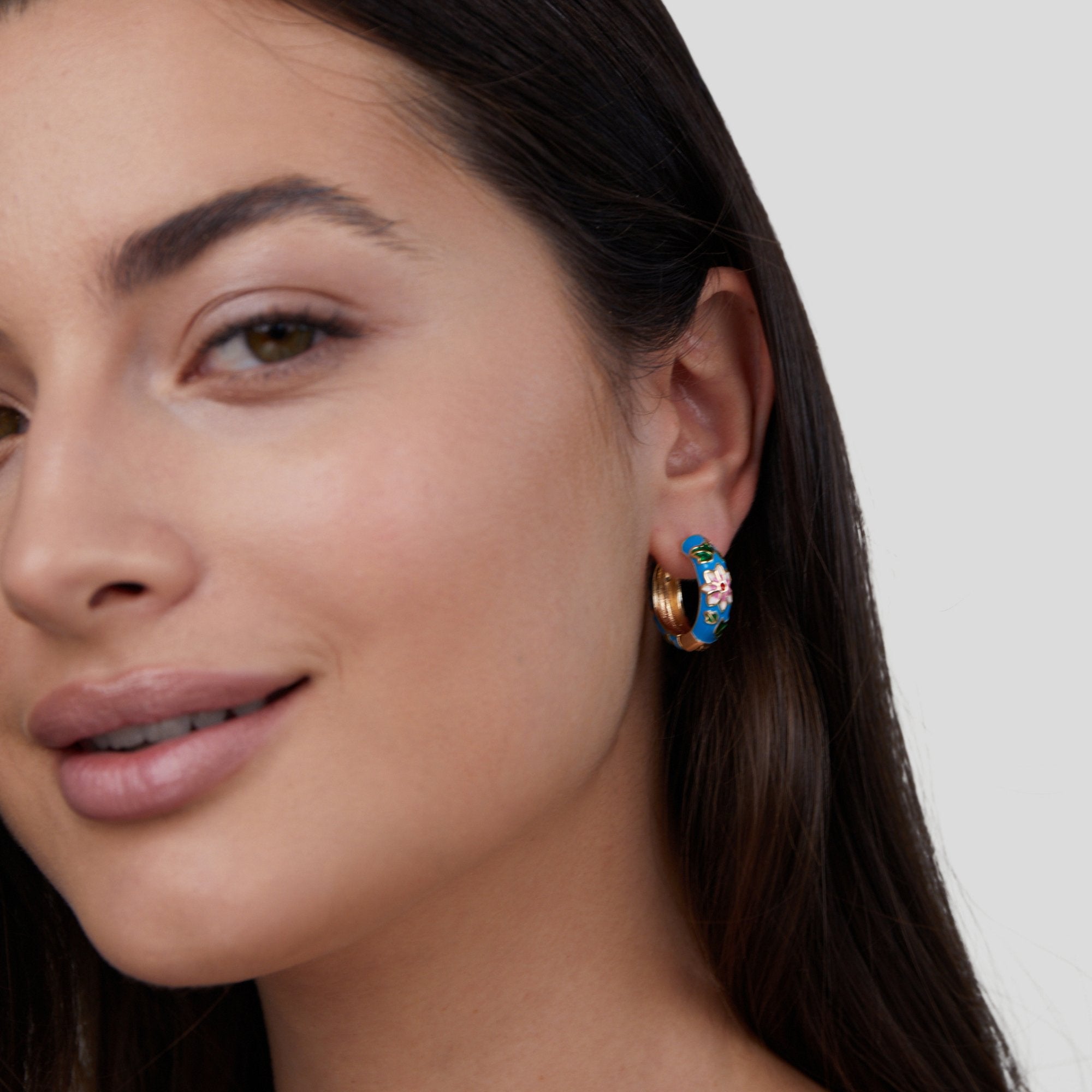 Floral Gold Statement Hoops - Earrings - 3