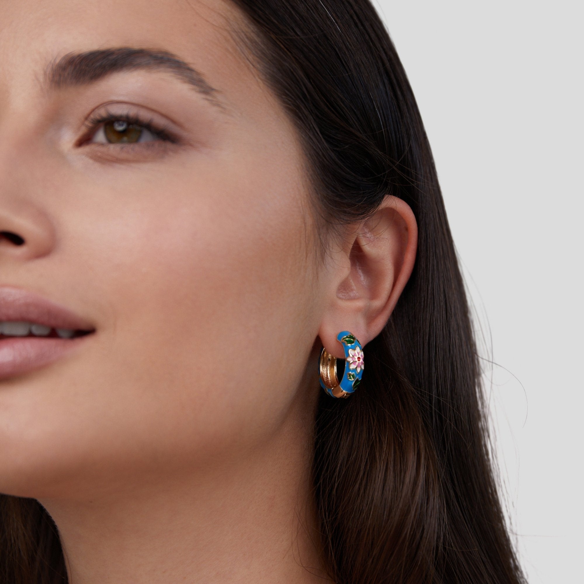 Floral Gold Statement Hoops - Earrings - 5