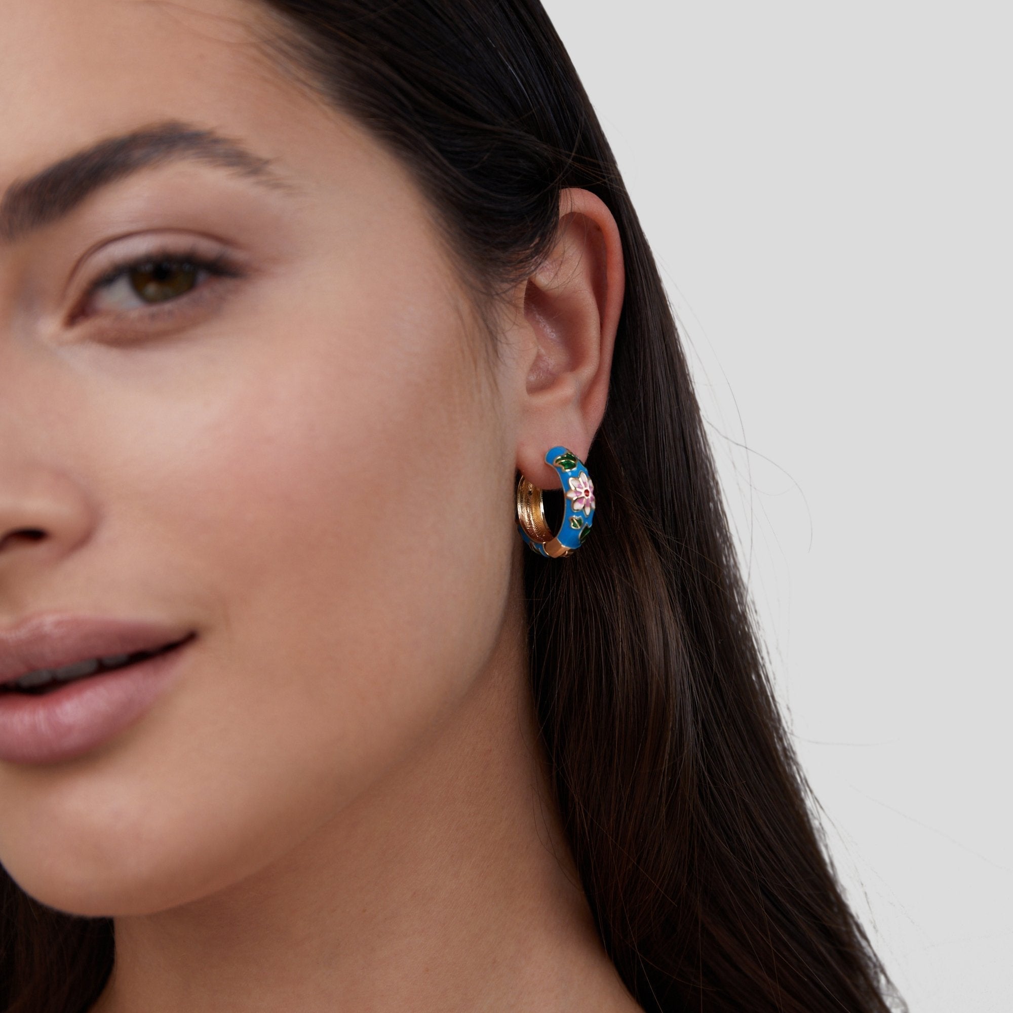 Floral Gold Statement Hoops - Earrings - 6