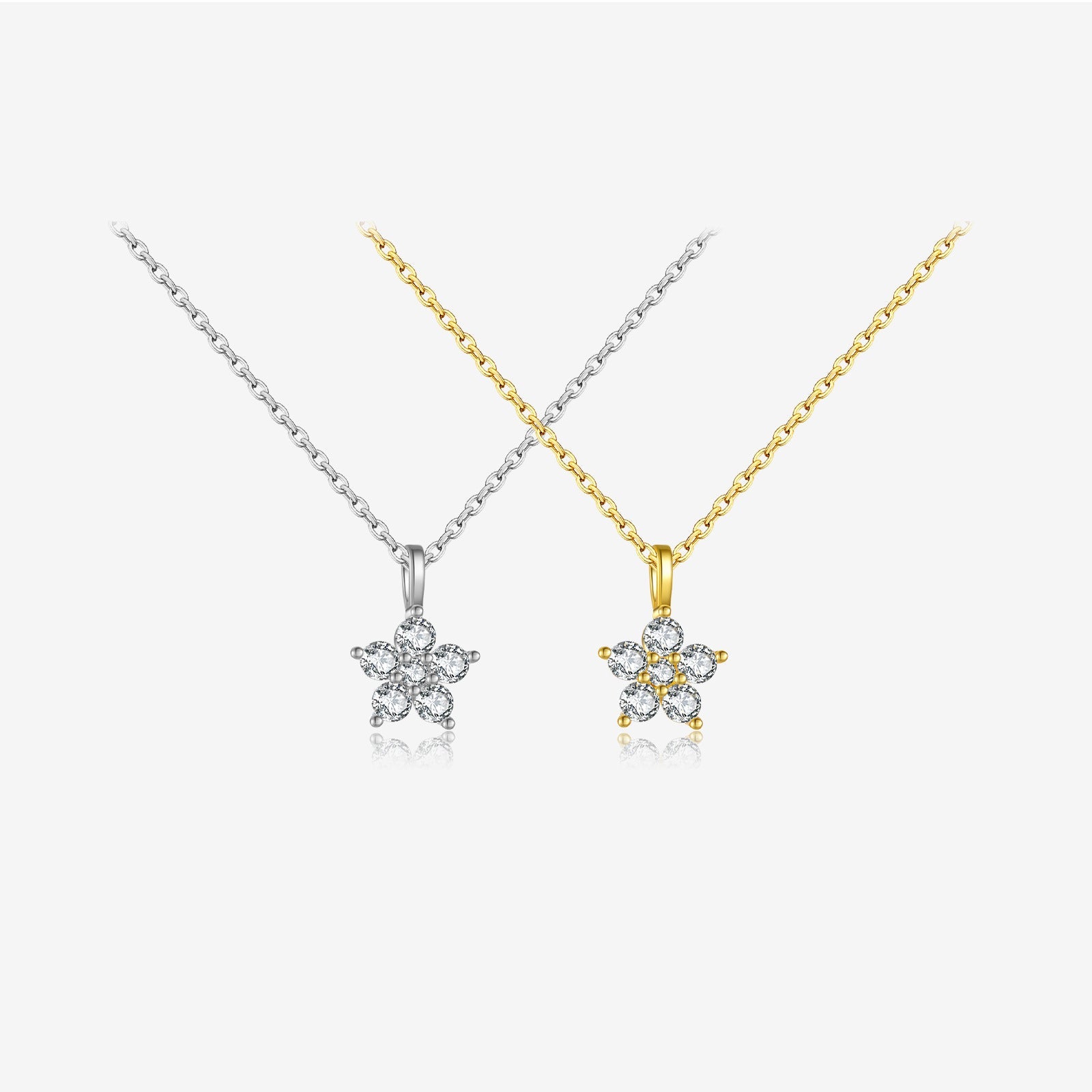 Freya Crystal Flower Necklace - Gold - 2