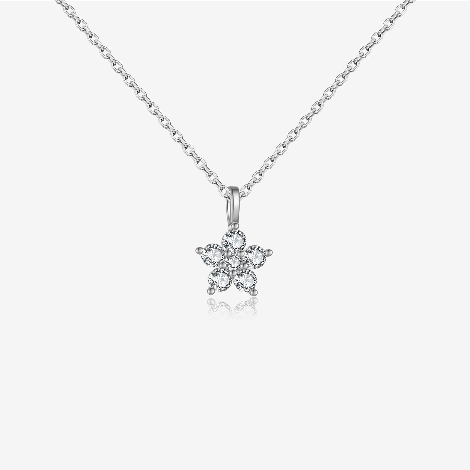 Freya Crystal Flower Necklace - Platinum - 4