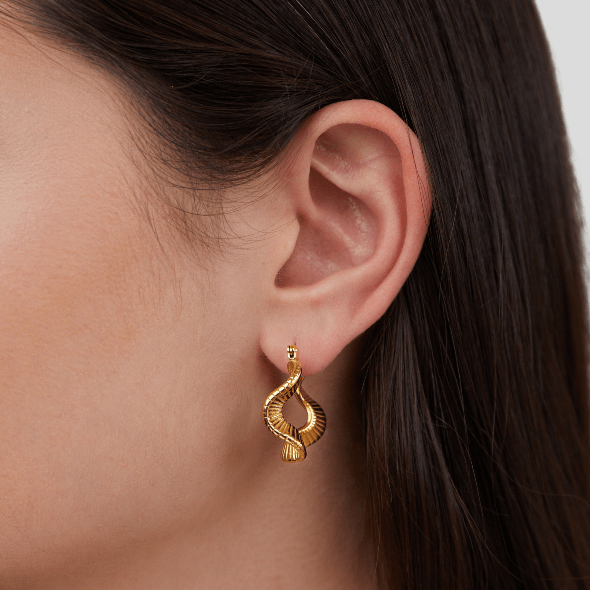 Geometric Wave Gold Hoop Earrings - My StoreEarrings