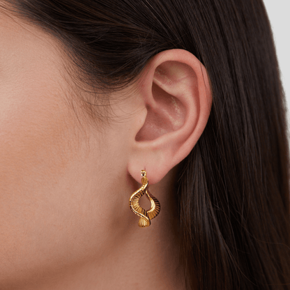 Geometric Wave Gold Hoop Earrings - My StoreEarrings