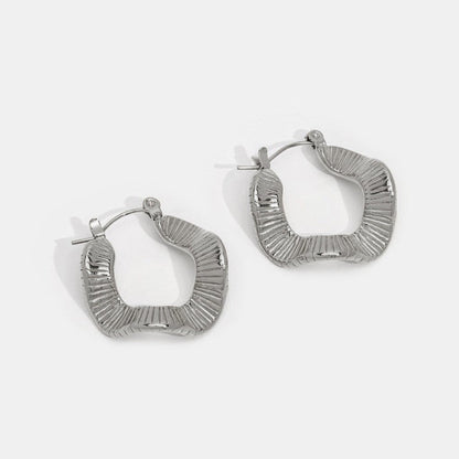 Geometric Wave Silver Hoop Earrings - My StoreEarrings