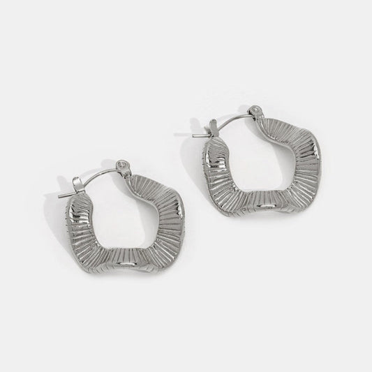 Geometric Wave Silver Hoop Earrings - My StoreEarrings