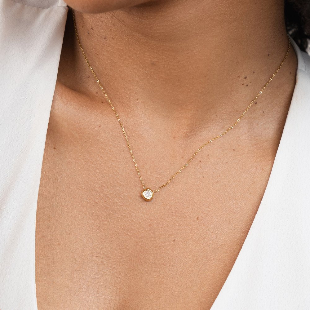 Gia Gold Crystal Charm Necklace - NAVALLINecklace