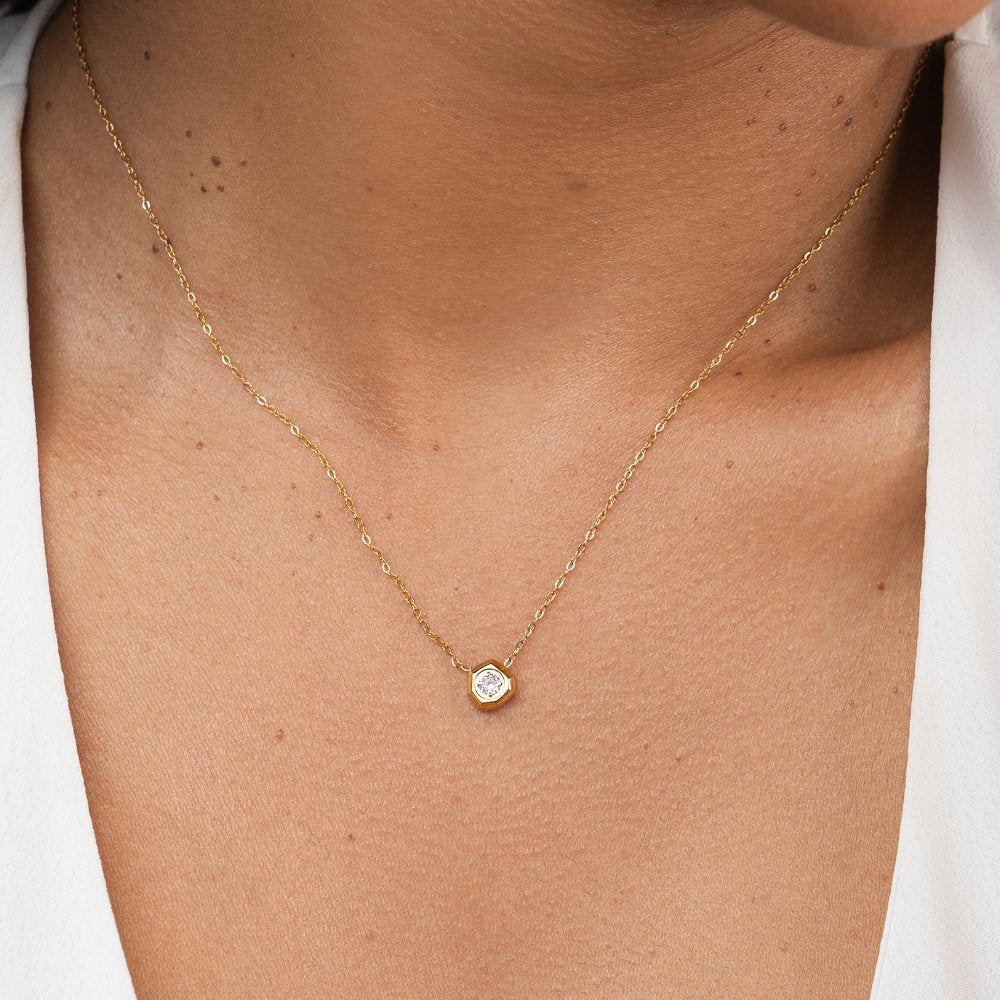 Gia Gold Crystal Charm Necklace - NAVALLINecklace
