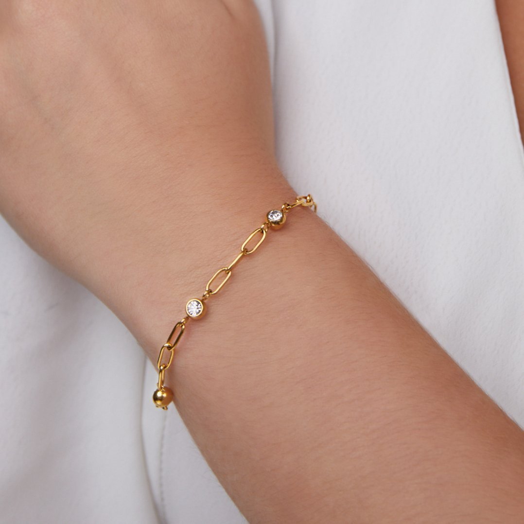 Gold Crystal Link Bracelet - Bracelet - 1