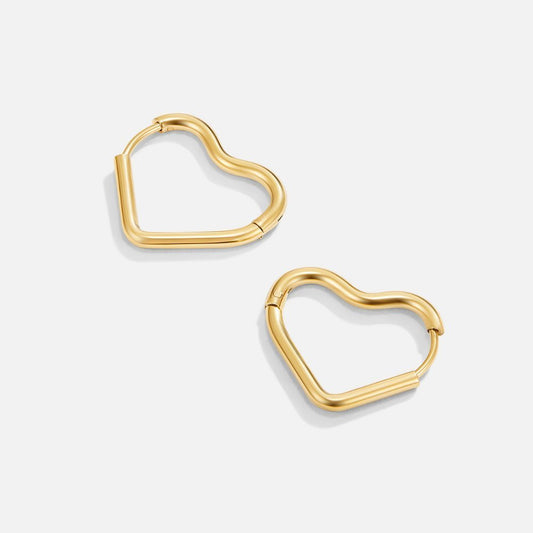 Gold Heart Shaped Hoops - NAVALLIEarrings
