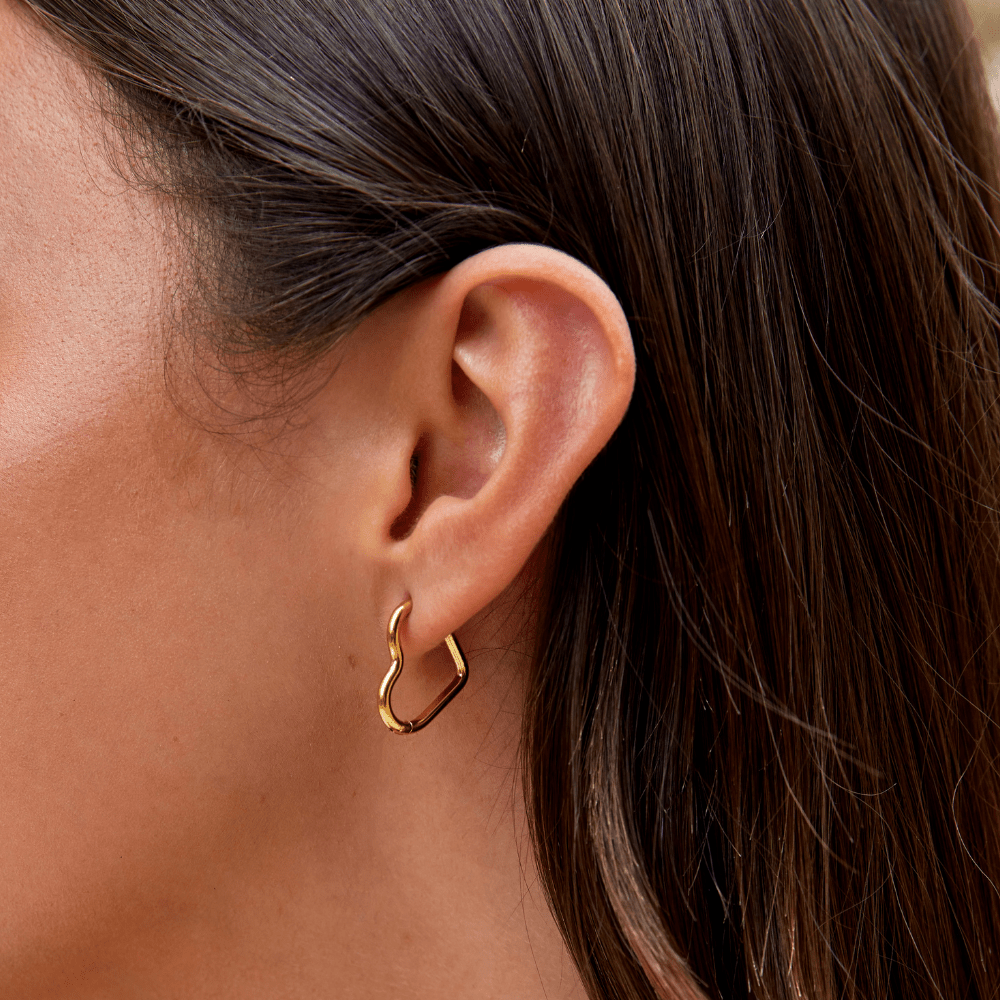 Gold Heart Shaped Hoops - Earrings - 1