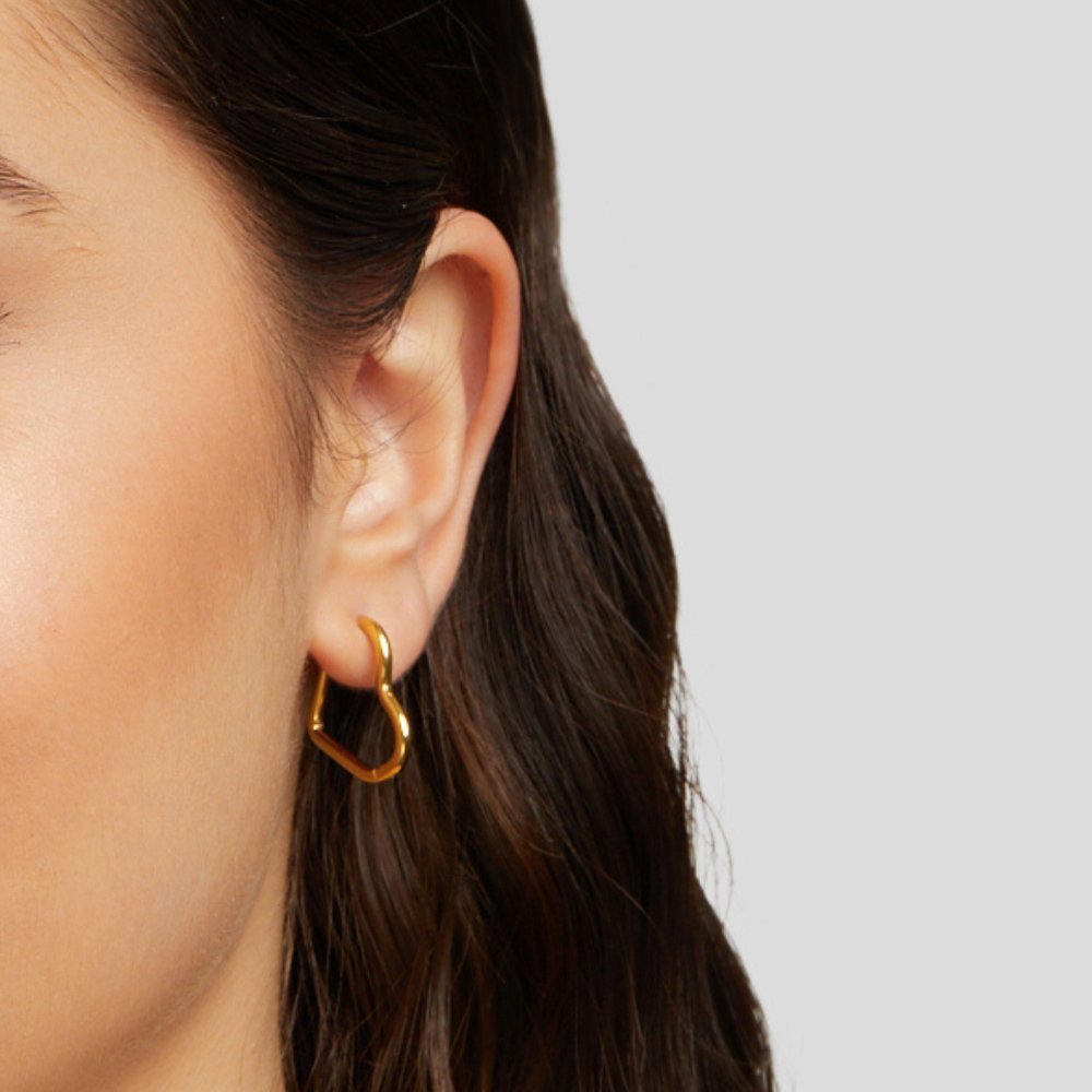 Gold Heart Shaped Hoops - Earrings - 3