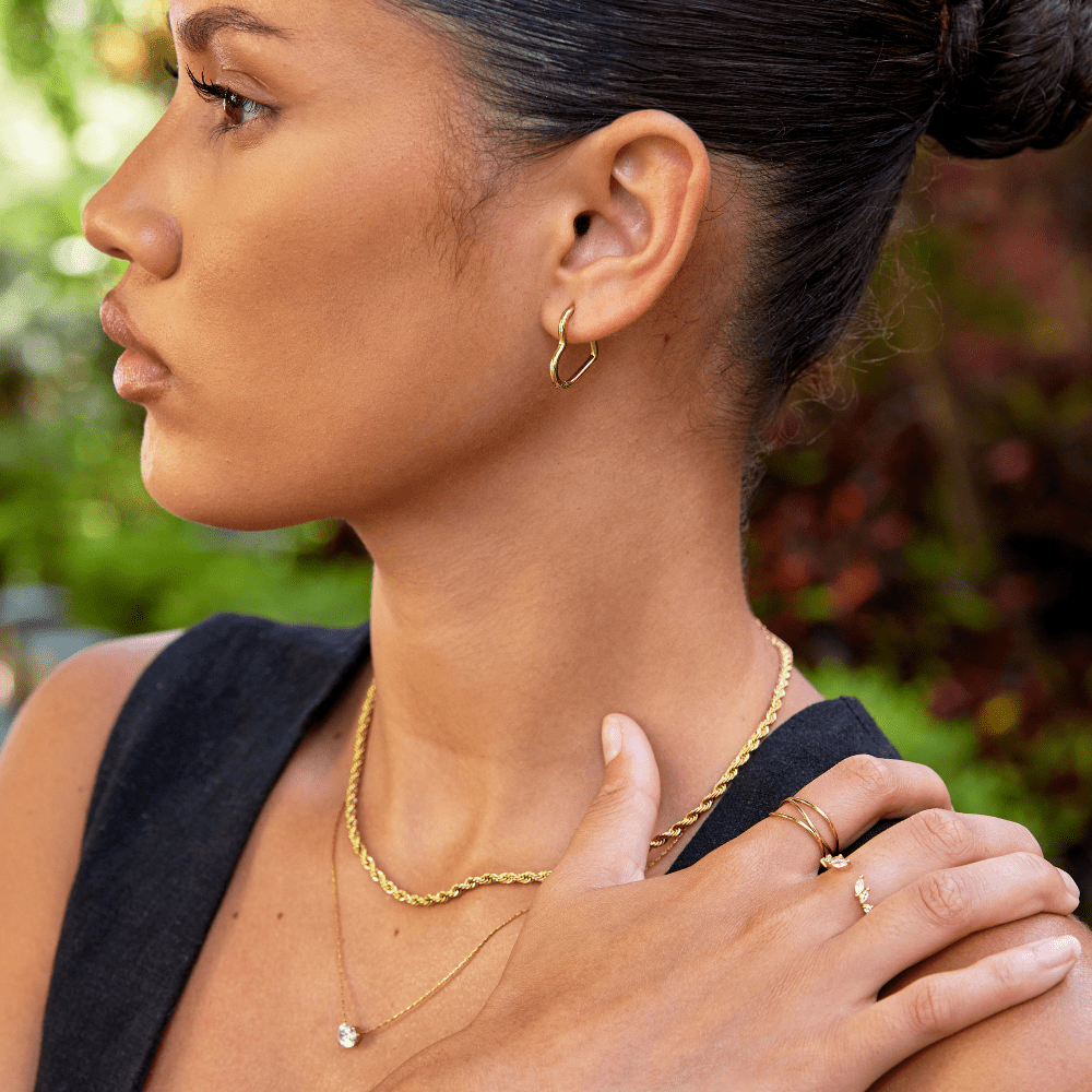 Gold Heart Shaped Hoops - Earrings - 7