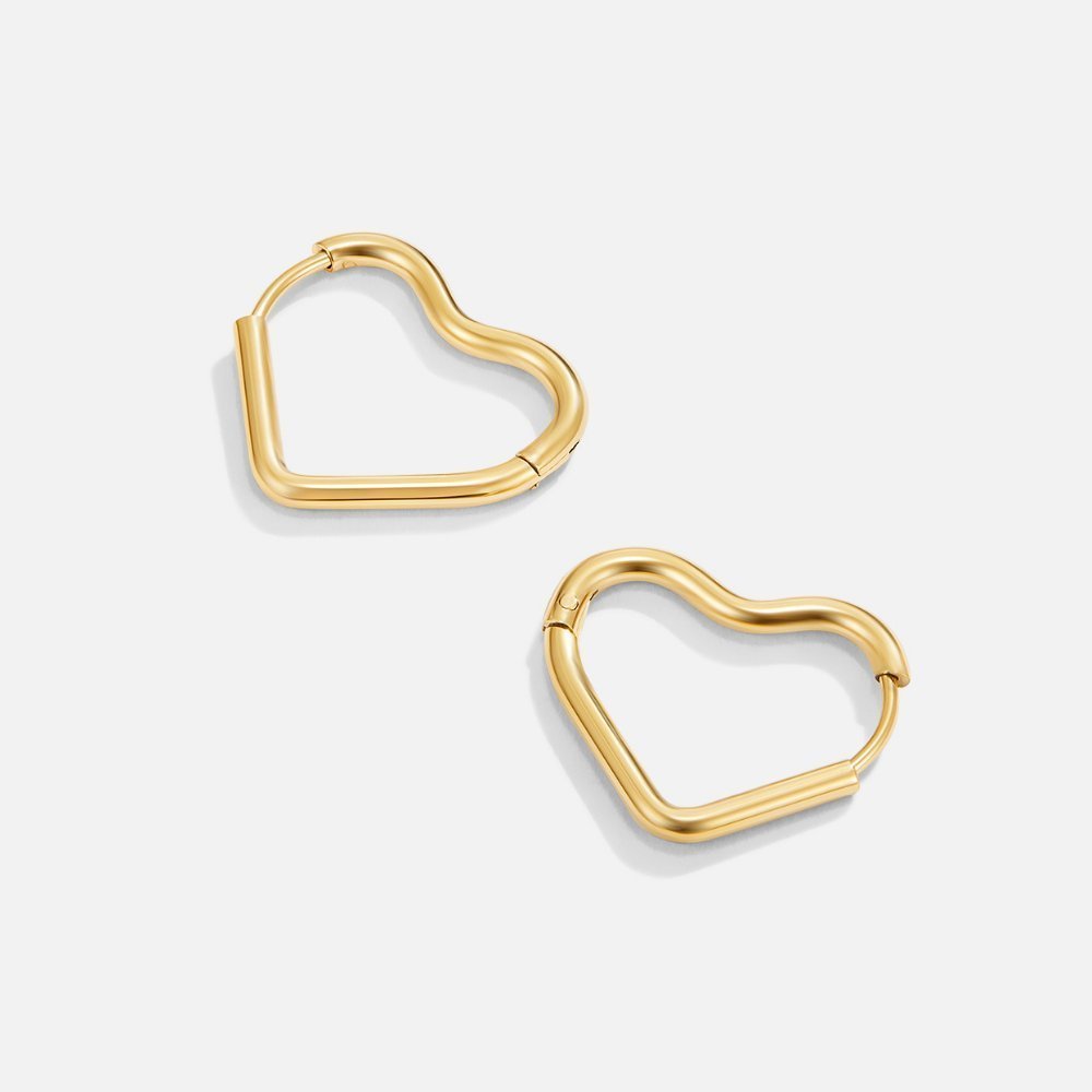 Gold Heart Shaped Hoops - Earrings - 2
