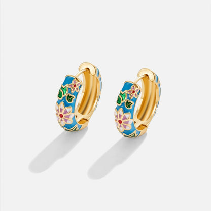 Gold Hoop Flower Earrings - My StoreEarrings