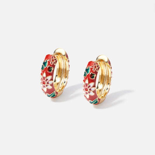Gold Hoop Flower Earrings - My StoreEarrings