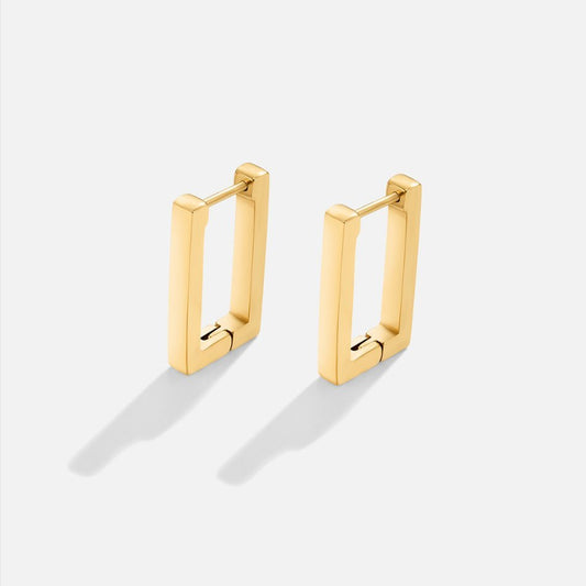 Gold Rectangle Hoop Earrings - My StoreEarrings