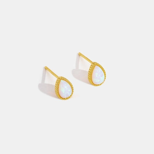 Gold Teardrop Opal Stone Earrings - My StoreEarrings