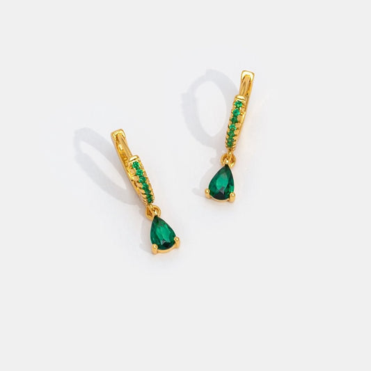 Green Crystal Gold Hoop Earrings - My StoreEarrings