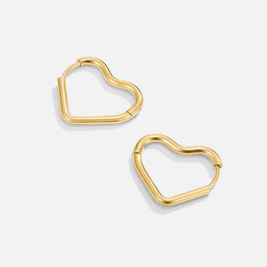 Heart Gold Hoops - My StoreEarrings