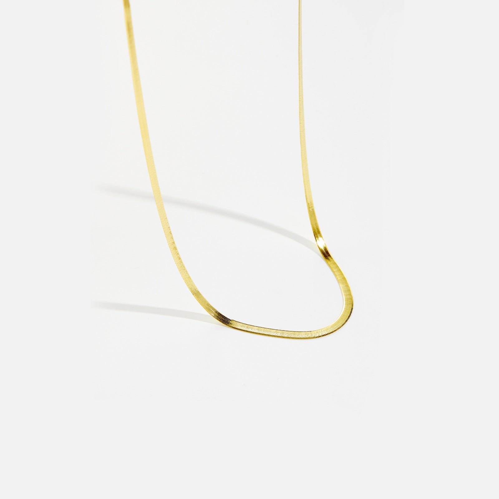 Herringbone Chain Necklace - Silver - 5