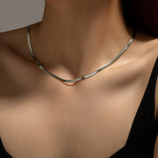 Herringbone Chain Necklace - Silver - 2