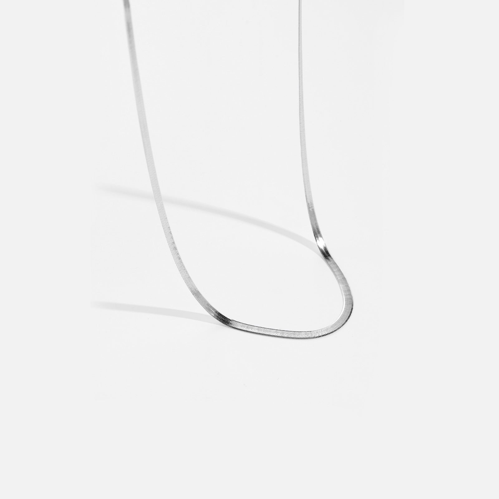 Herringbone Chain Necklace - Silver - 6