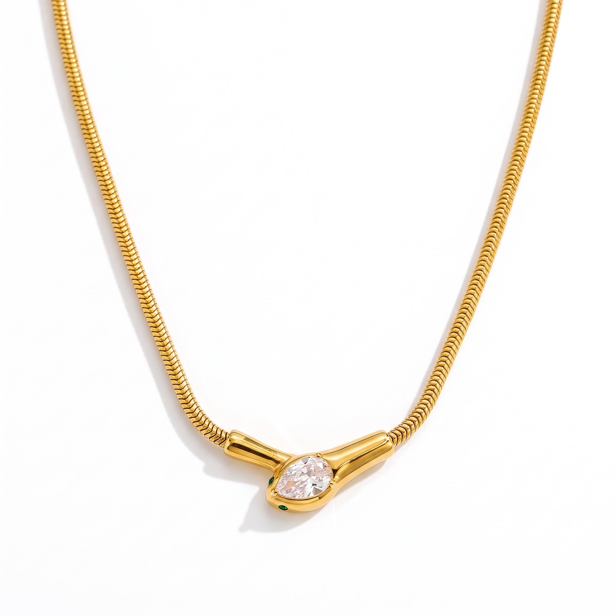 Ilsa gold snake necklace, on white