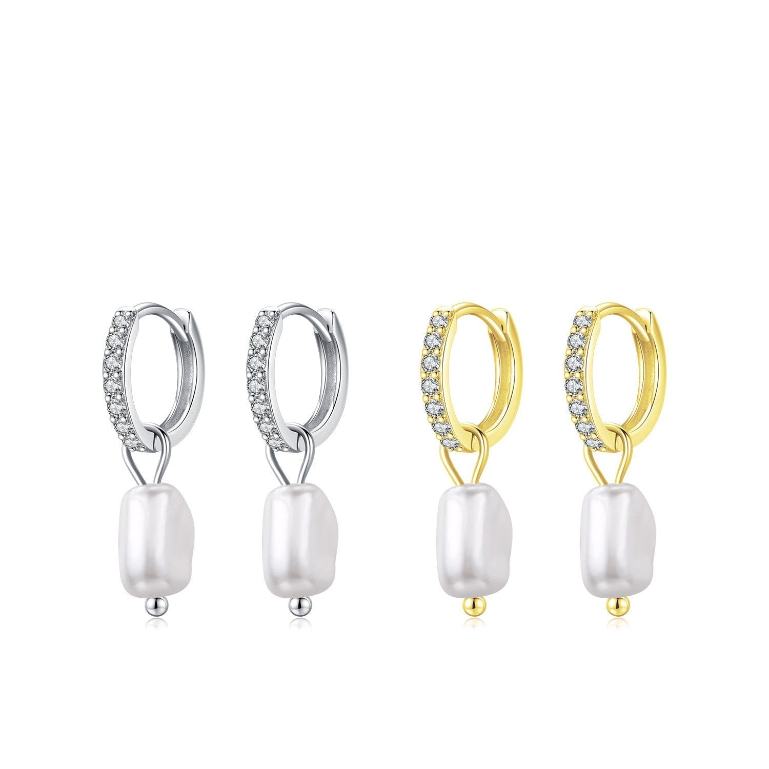 Inaya Sterling Silver Huggies - Gold - 2