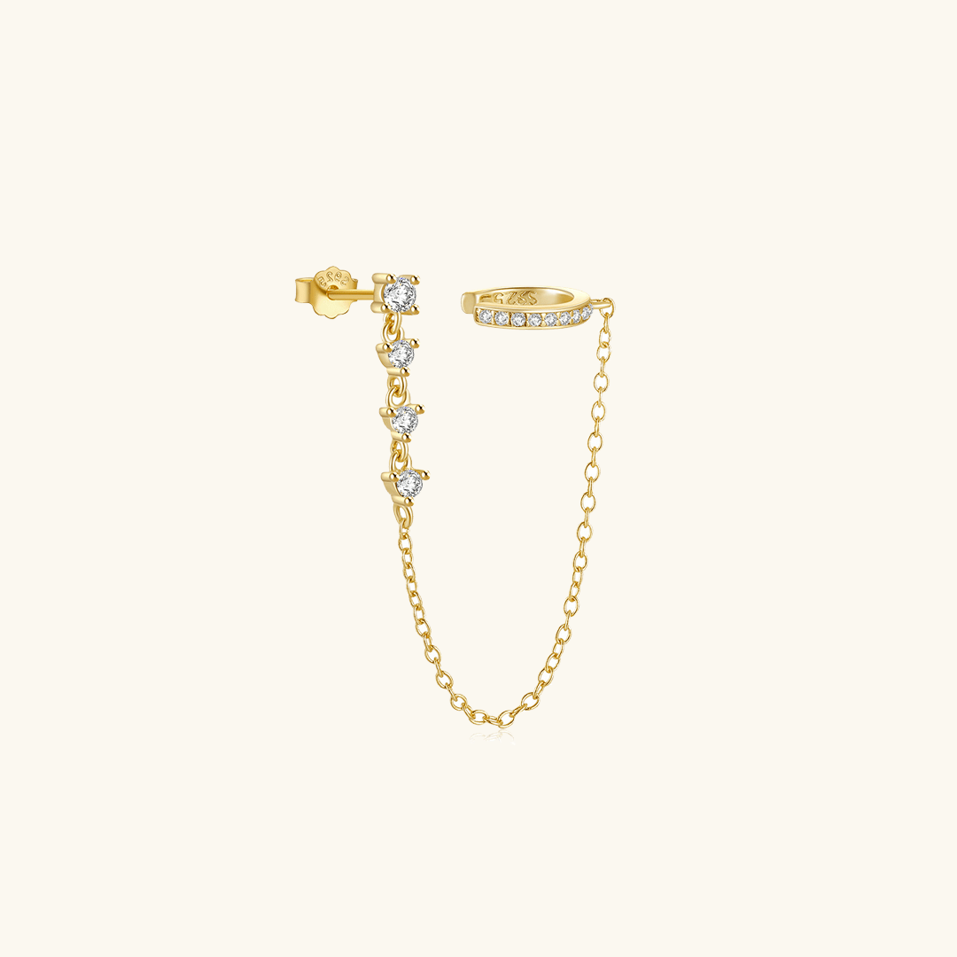Ines Chain Cuff Hoops - Earrings - Gold - 2