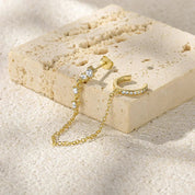 Ines Chain Cuff Hoops - Earrings - Silver - 4