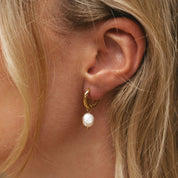 Ines Textured Pearl Hoops - Gold - 1