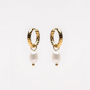 Ines Textured Pearl Hoops - Gold - 2