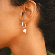 Ines Textured Pearl Hoops - Silver - 3