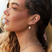 Ines Textured Pearl Hoops - Silver - 7