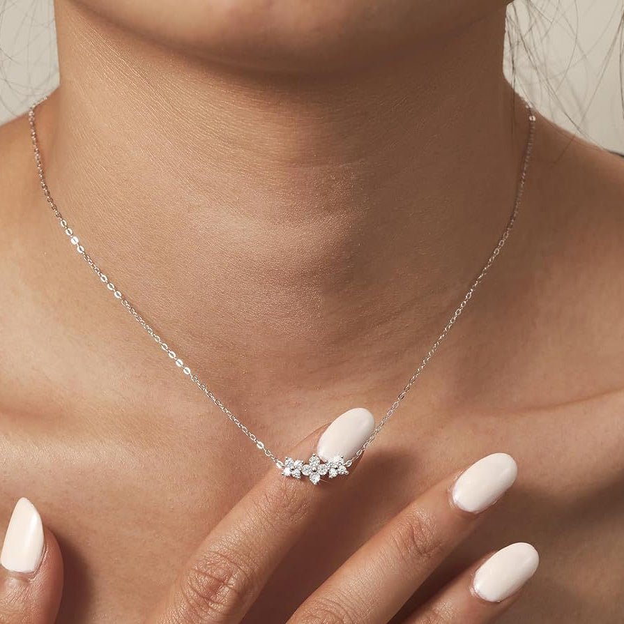 Isla Triple Clover Necklace - Platinum - 8