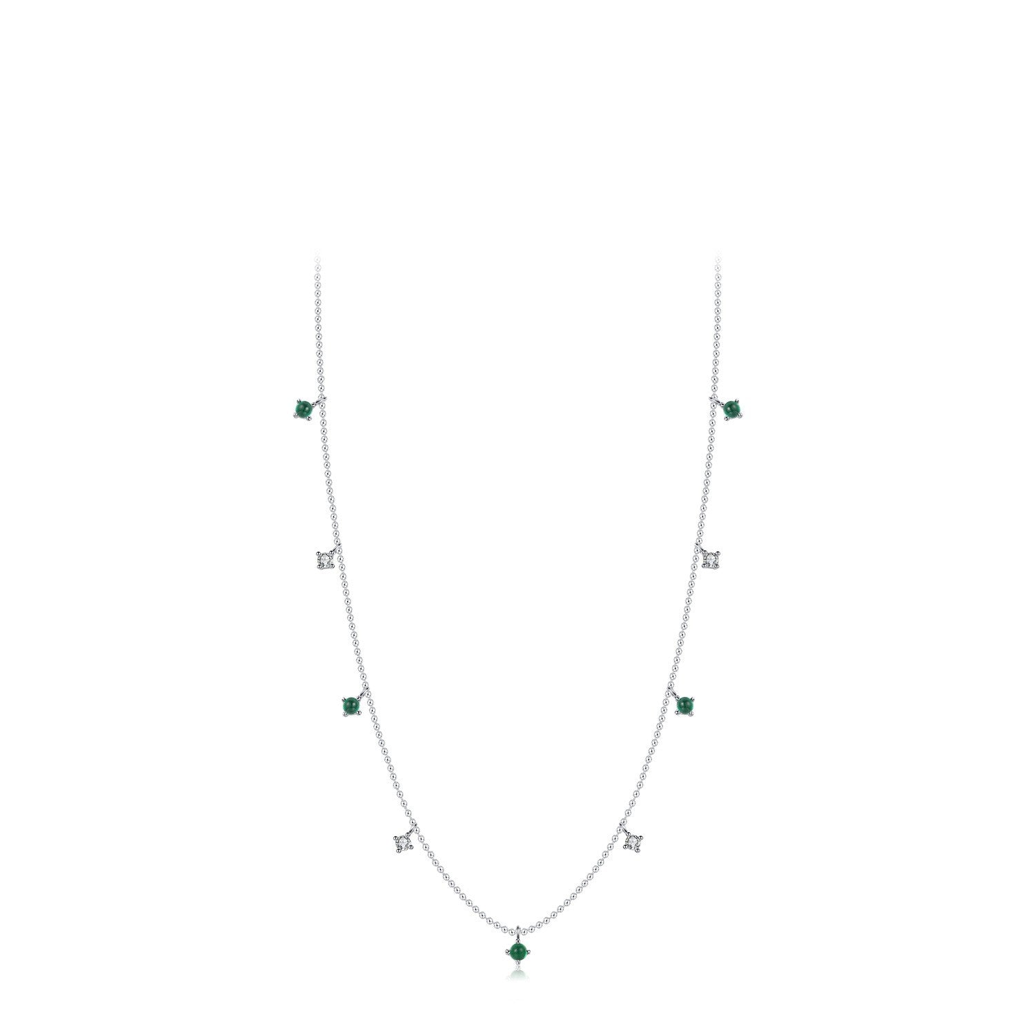 Isolde Beaded Necklace - Silver - 4