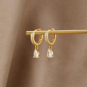 Ivory Sparkle Gold Hoops - NAVALLIEarrings