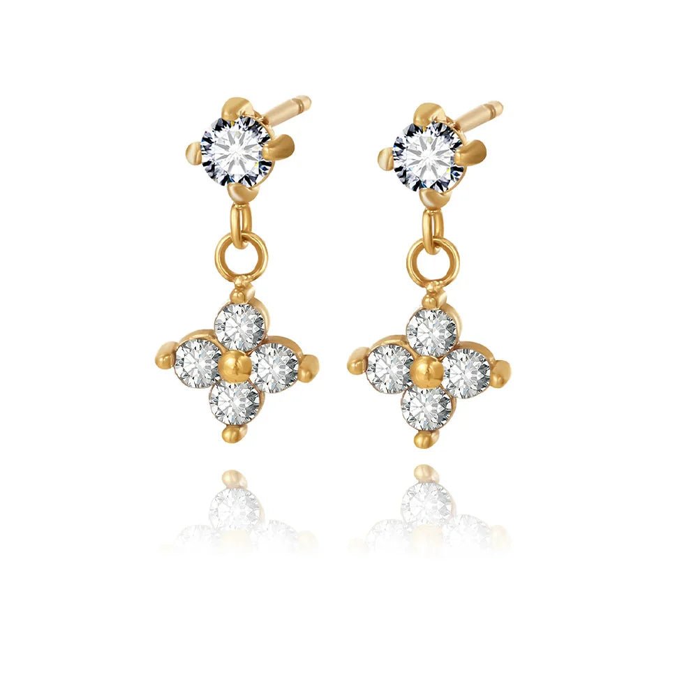 Ivy Crystal Earrings - Gold - 3
