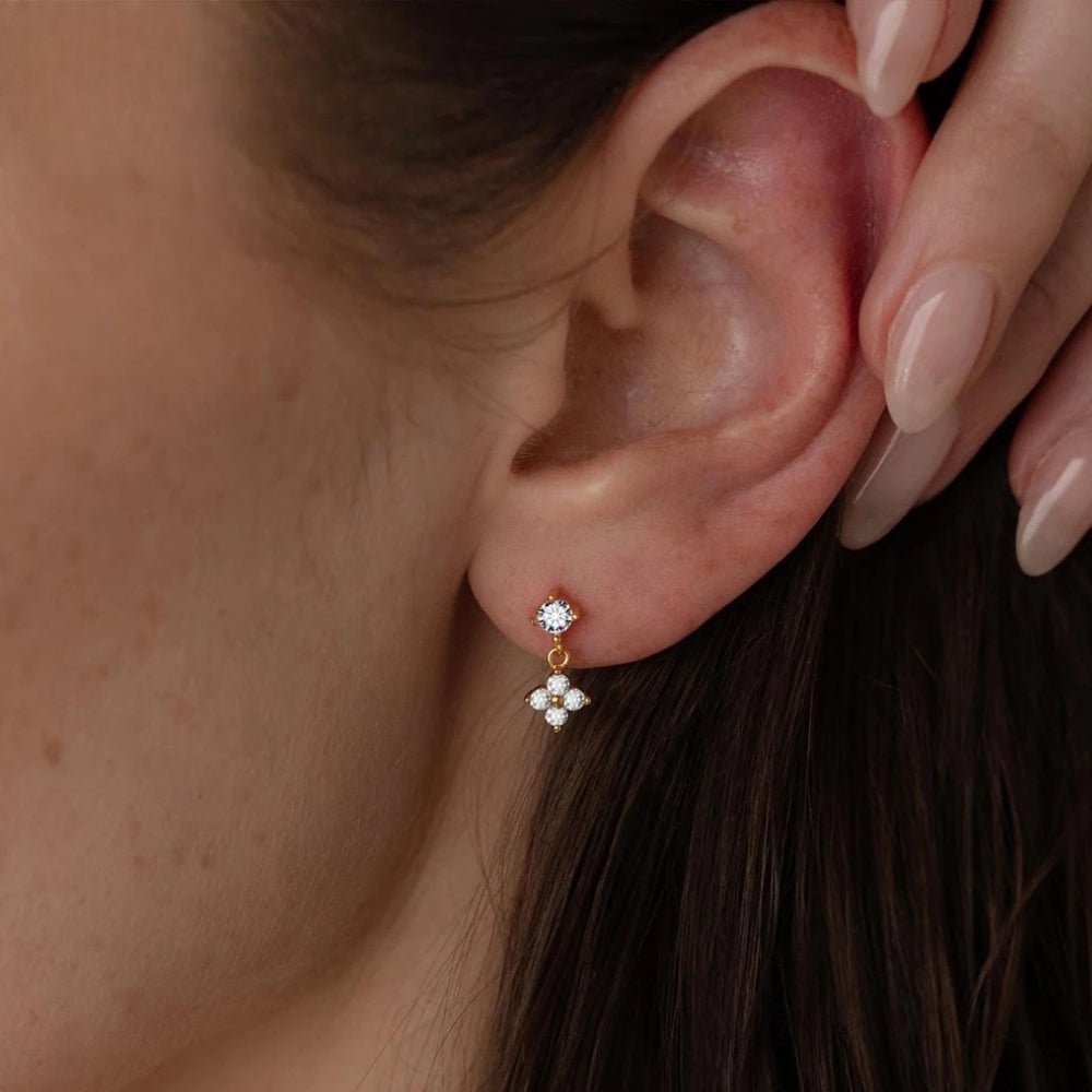 Ivy Crystal Earrings - Silver - 1