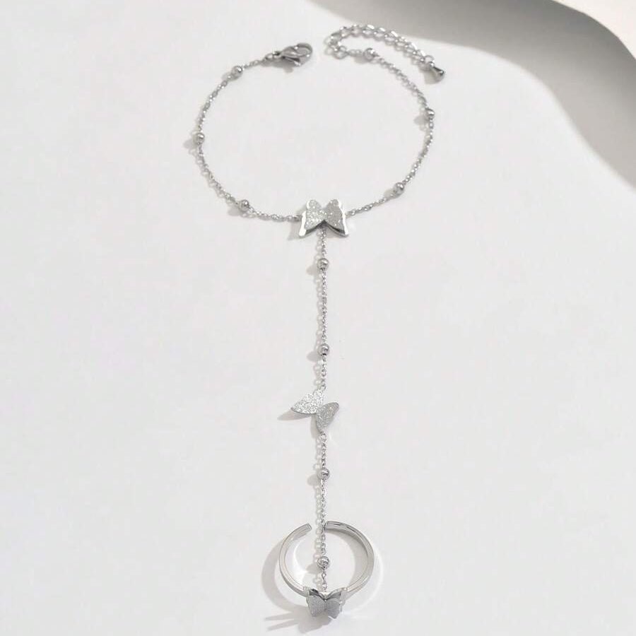 Juna Butterfly Charm Bracelet - Silver - 6