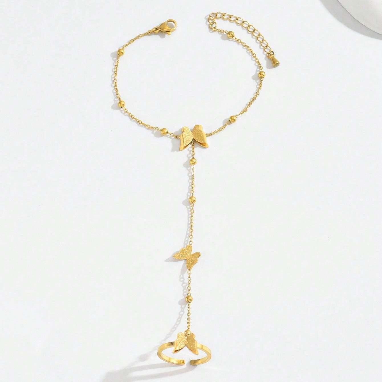 Juna Butterfly Charm Bracelet - Gold - 4