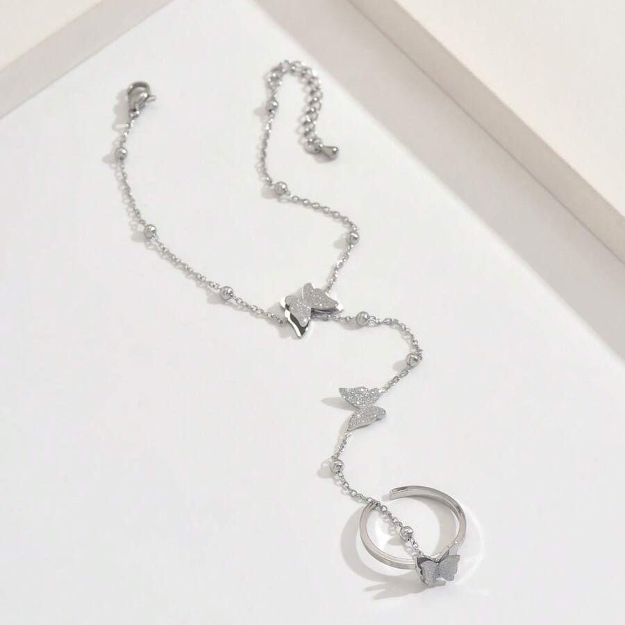 Juna Butterfly Charm Bracelet - Silver - 7