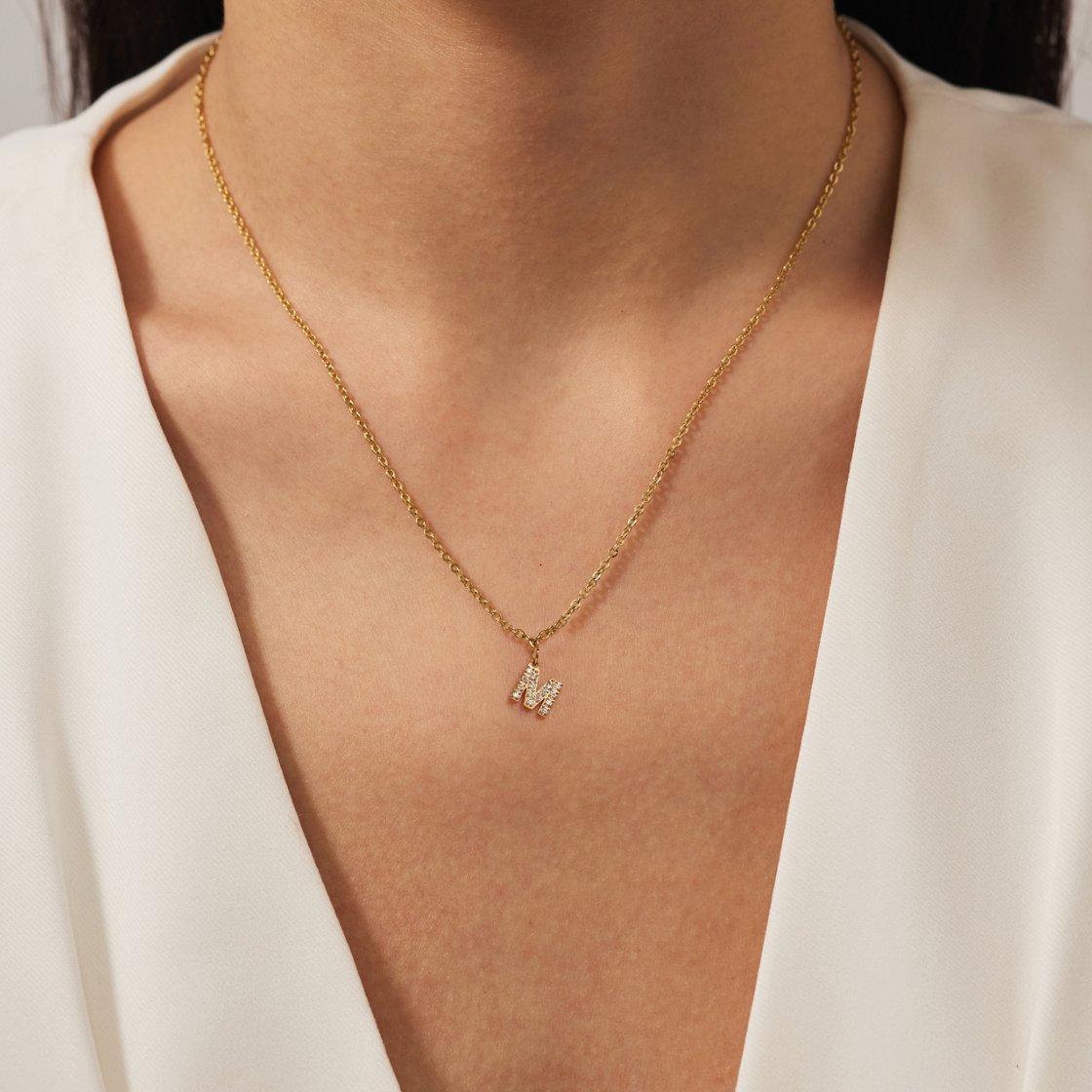 Junia Letter Crystal Necklace - NAVALLINecklace