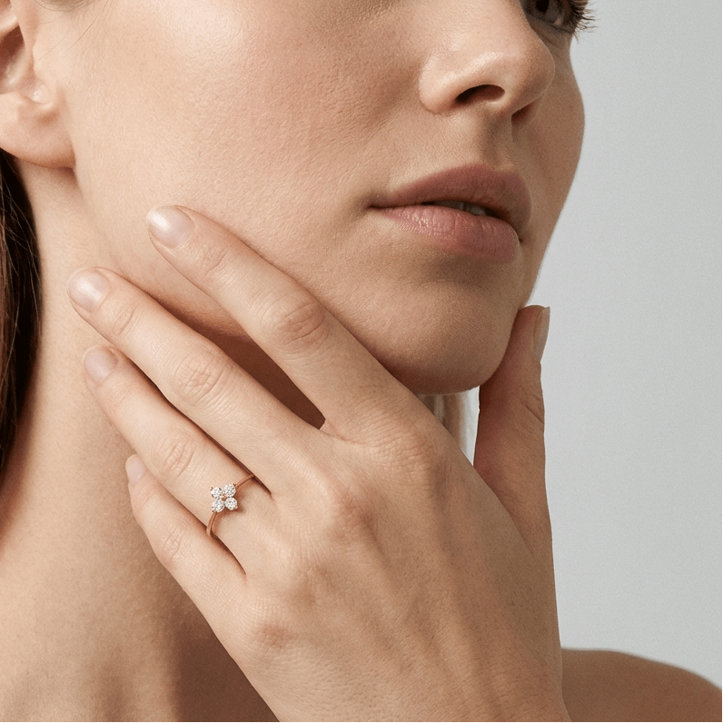 Léa Crystal Clover Ring - Ring - Gold - 5 - 3