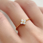 Léa Crystal Clover Ring - Ring - Gold - 5 - 1