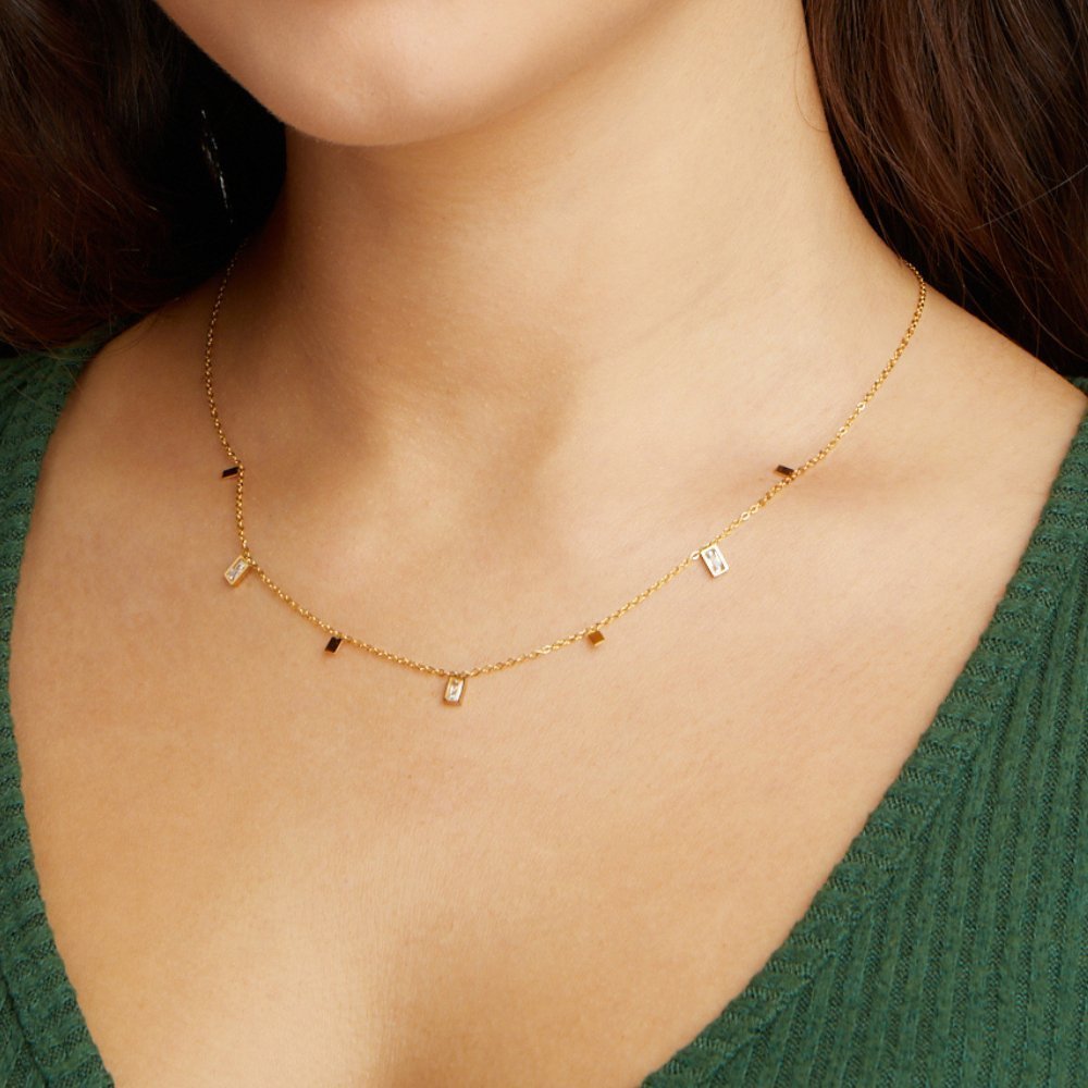 Lena Geometric Crystal Necklace - Necklace - 1