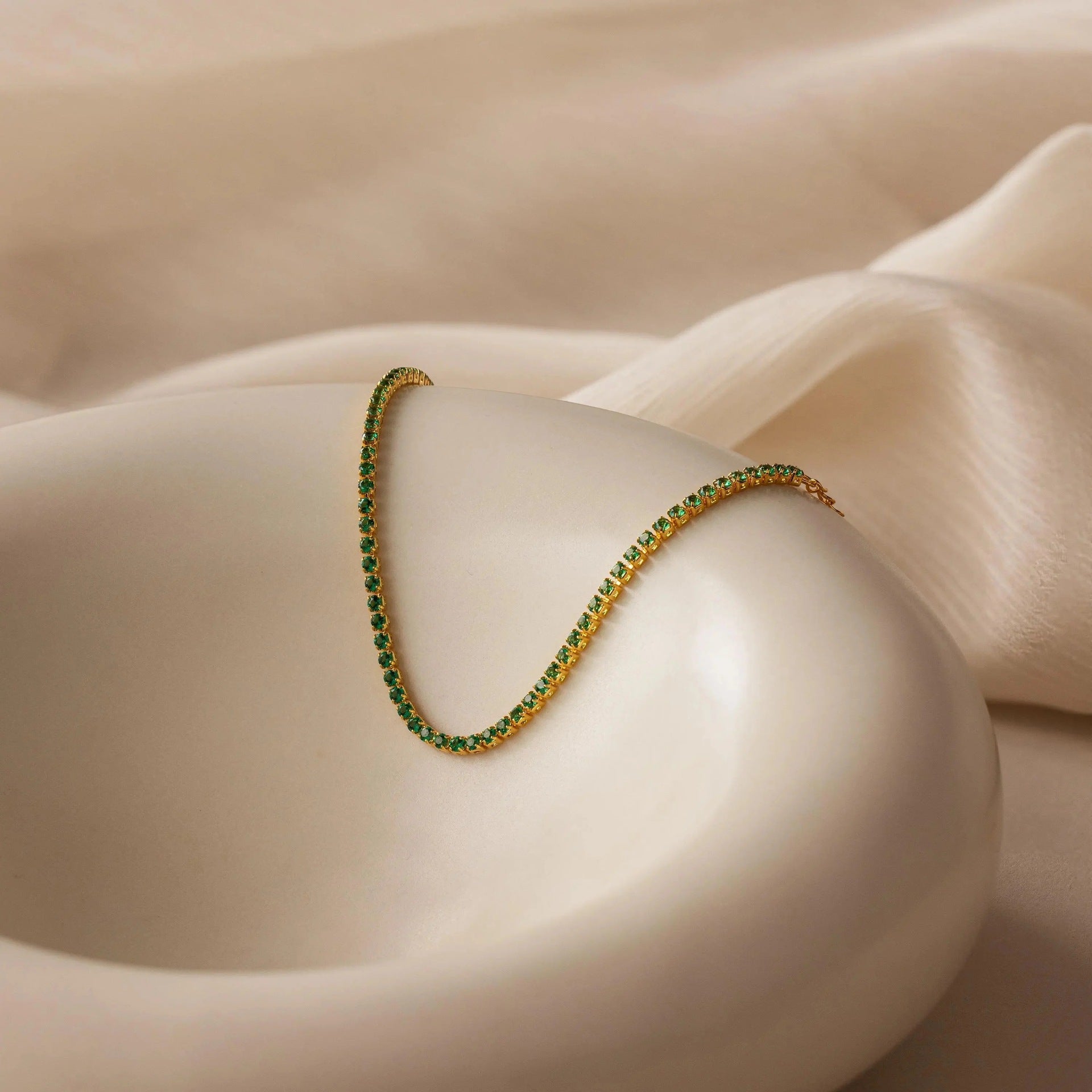 Lena Tennis Bracelet - Green - 5